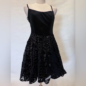 La Femme Black Velvet Mini Dress